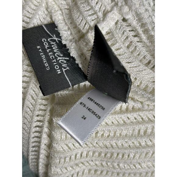 Chico's Open Front Vest Cardigan Sweater Womens Sz XL Open Knit Ombre White Blue - Picture 4 of 9